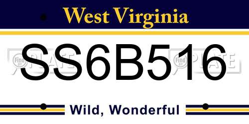 SS6B516 West Virginia License Plate