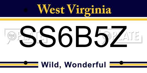 SS6B5Z West Virginia License Plate