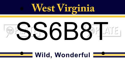 SS6B8T West Virginia License Plate