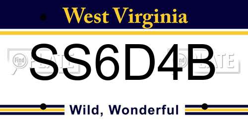 SS6D4B West Virginia License Plate