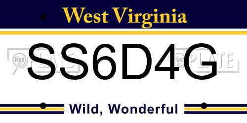 SS6D4G West Virginia License Plate