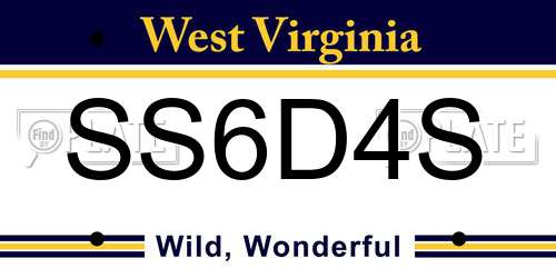 SS6D4S West Virginia License Plate