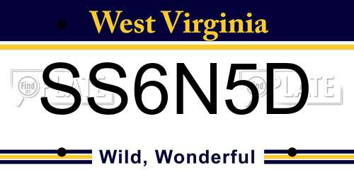 SS6N5D West Virginia License Plate