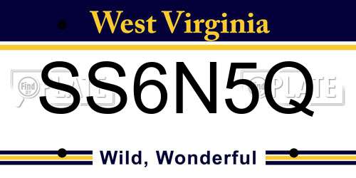 SS6N5Q West Virginia License Plate