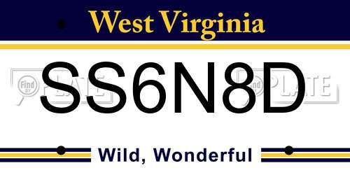 SS6N8D West Virginia License Plate