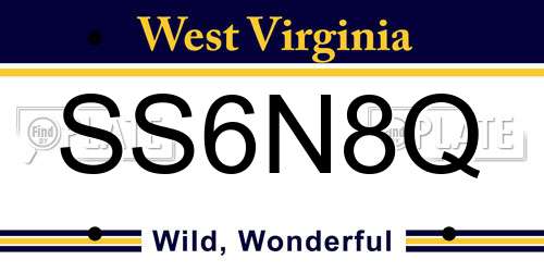 SS6N8Q West Virginia License Plate