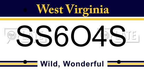 SS6O4S West Virginia License Plate