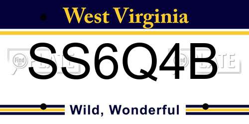 SS6Q4B West Virginia License Plate