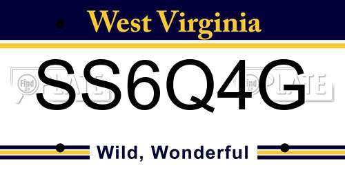 SS6Q4G West Virginia License Plate