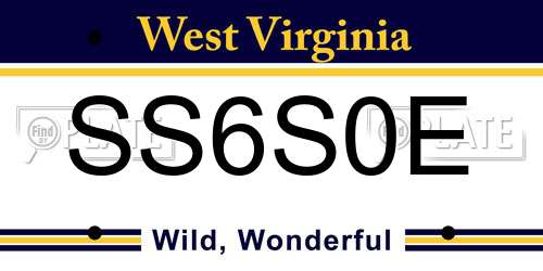 SS6S0E West Virginia License Plate