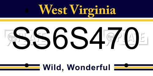 SS6S470 West Virginia License Plate