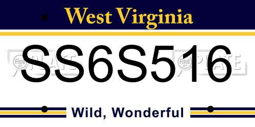 SS6S516 West Virginia License Plate
