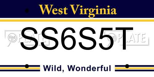 SS6S5T West Virginia License Plate