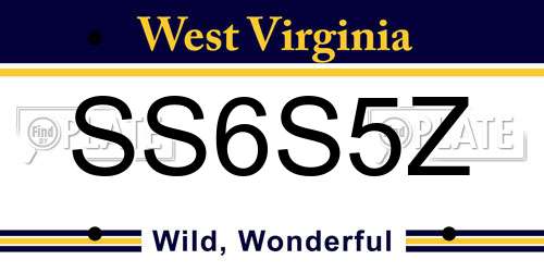 SS6S5Z West Virginia License Plate