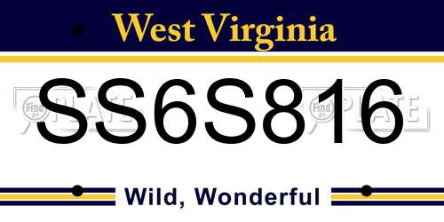 SS6S816 West Virginia License Plate