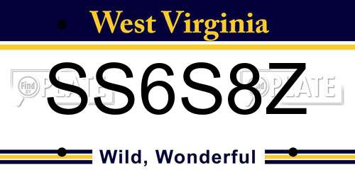 SS6S8Z West Virginia License Plate