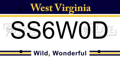 SS6W0D West Virginia License Plate
