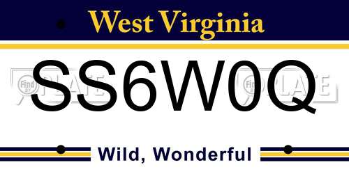 SS6W0Q West Virginia License Plate