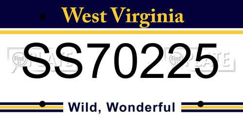 SS70225 West Virginia License Plate