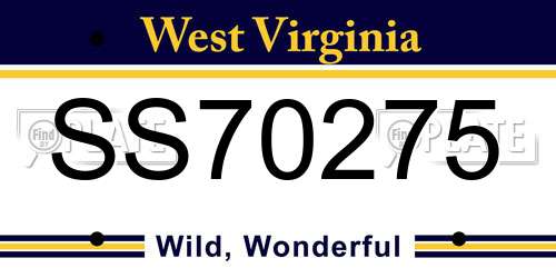 SS70275 West Virginia License Plate