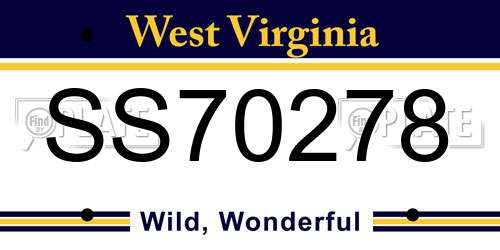 SS70278 West Virginia License Plate