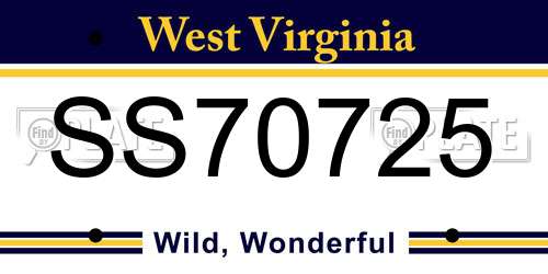 SS70725 West Virginia License Plate