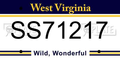 SS71217 West Virginia License Plate