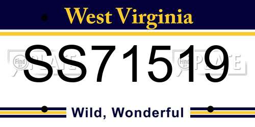 SS71519 West Virginia License Plate