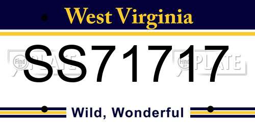 SS71717 West Virginia License Plate
