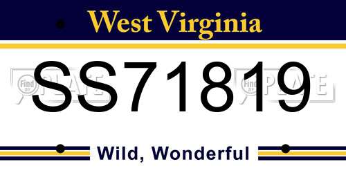 SS71819 West Virginia License Plate