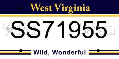 SS71955 West Virginia License Plate