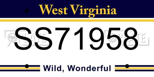 SS71958 West Virginia License Plate