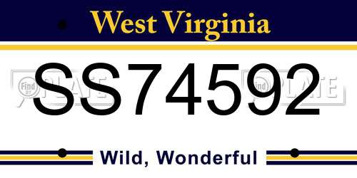 SS74592 West Virginia License Plate