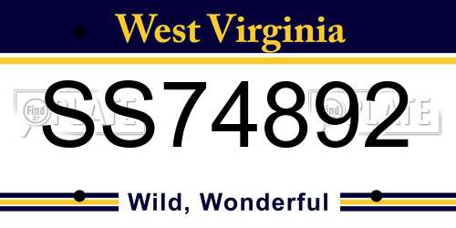 SS74892 West Virginia License Plate