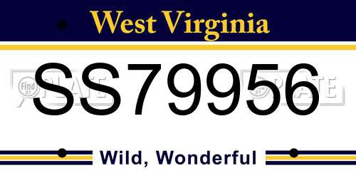 SS79956 West Virginia License Plate