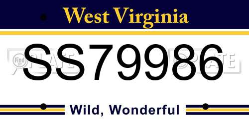 SS79986 West Virginia License Plate