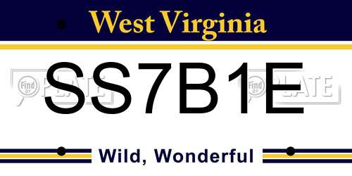 SS7B1E West Virginia License Plate