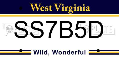 SS7B5D West Virginia License Plate