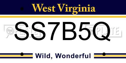 SS7B5Q West Virginia License Plate