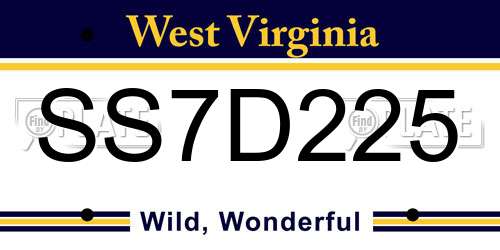 SS7D225 West Virginia License Plate