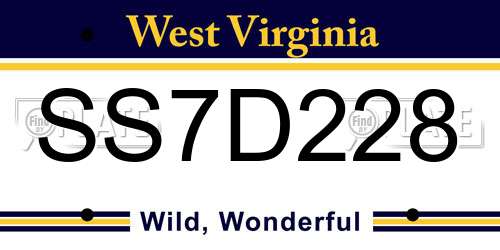 SS7D228 West Virginia License Plate