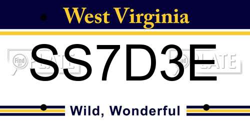 SS7D3E West Virginia License Plate