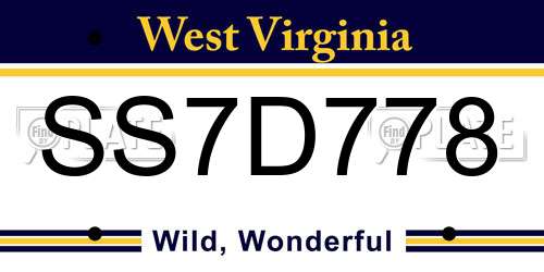 SS7D778 West Virginia License Plate