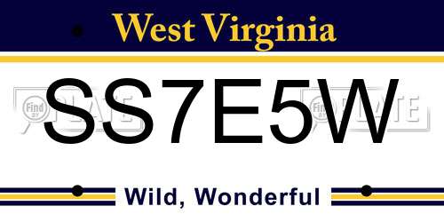 SS7E5W West Virginia License Plate