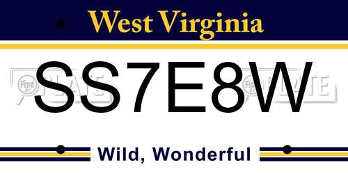 SS7E8W West Virginia License Plate