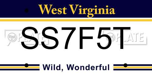 SS7F5T West Virginia License Plate
