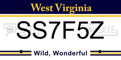 SS7F5Z West Virginia License Plate