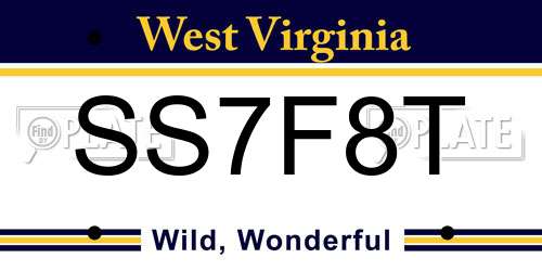 SS7F8T West Virginia License Plate