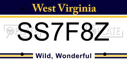 SS7F8Z West Virginia License Plate