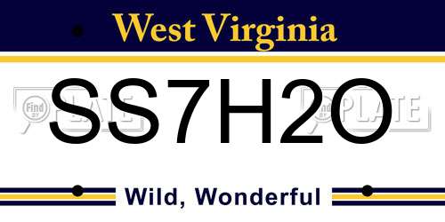 SS7H2O West Virginia License Plate